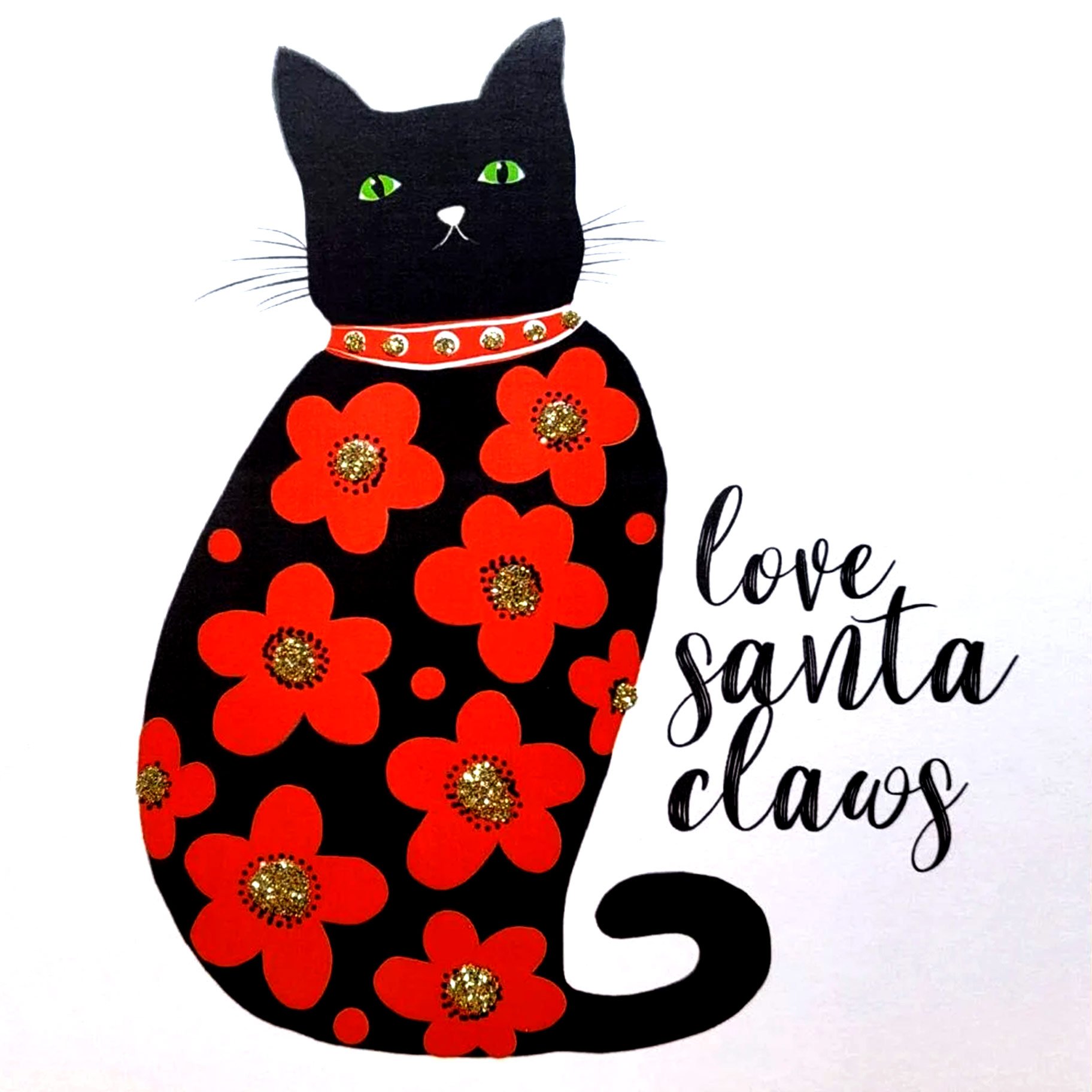 Christmas flower power cat English Graphics