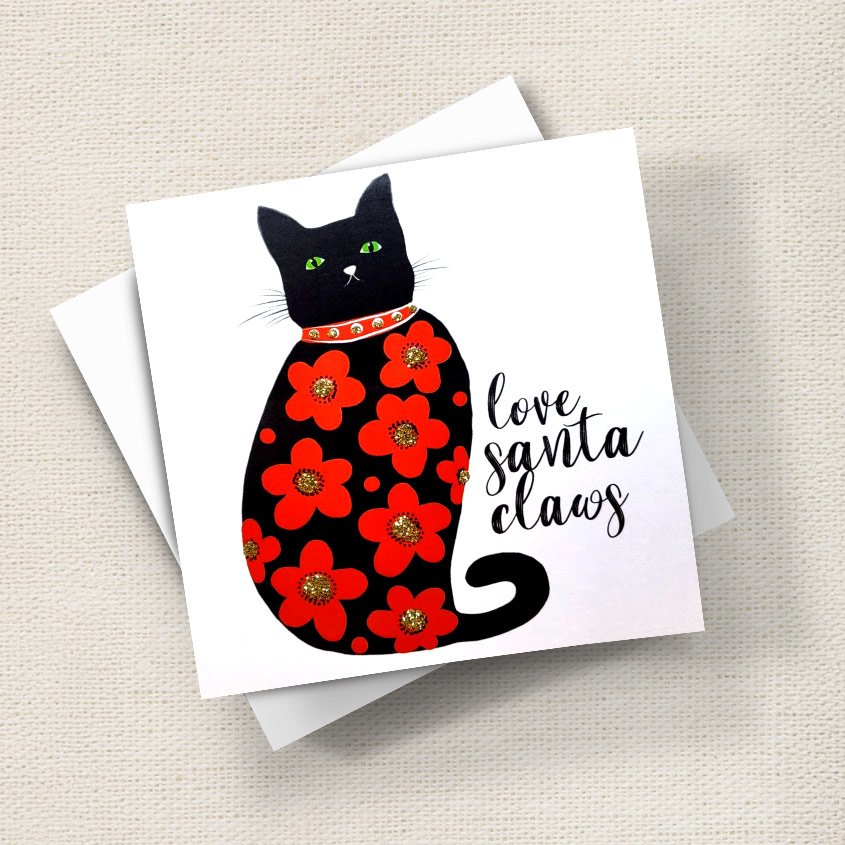 Christmas flower power cat