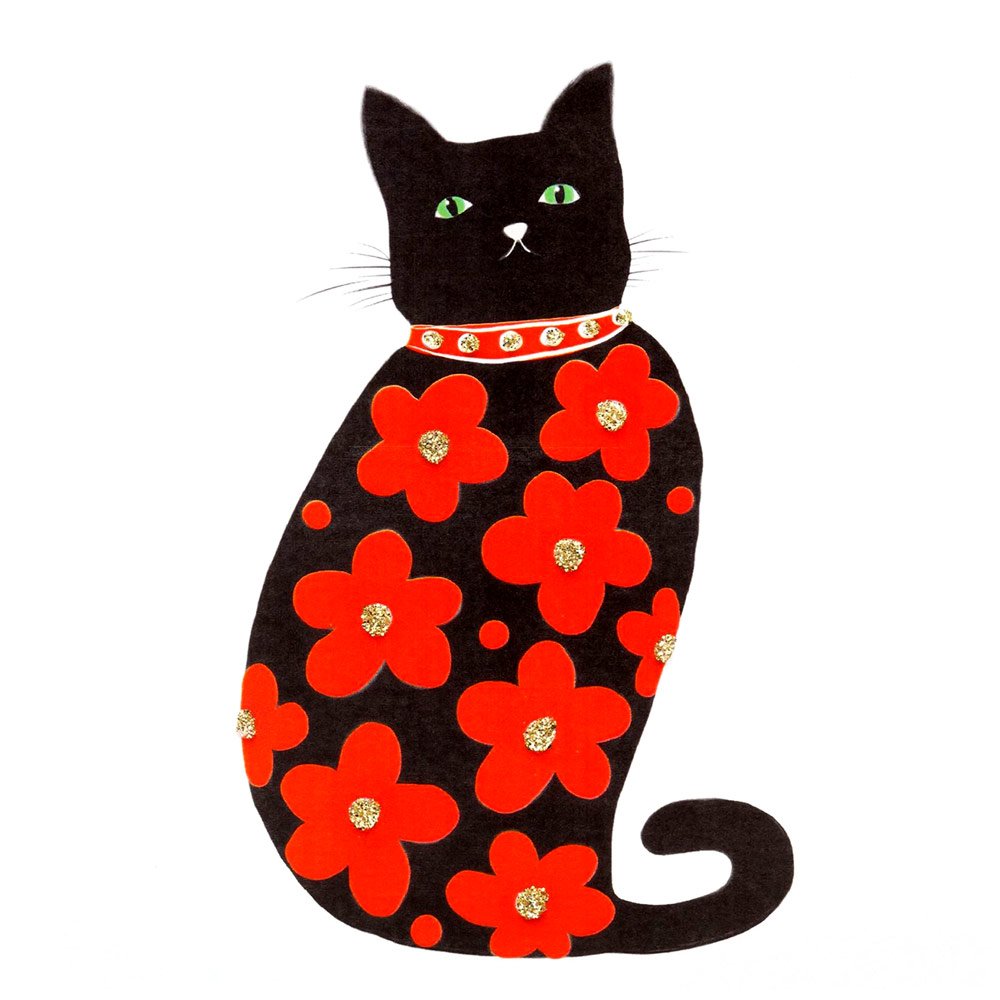 Flower Power Cat Red English Graphics