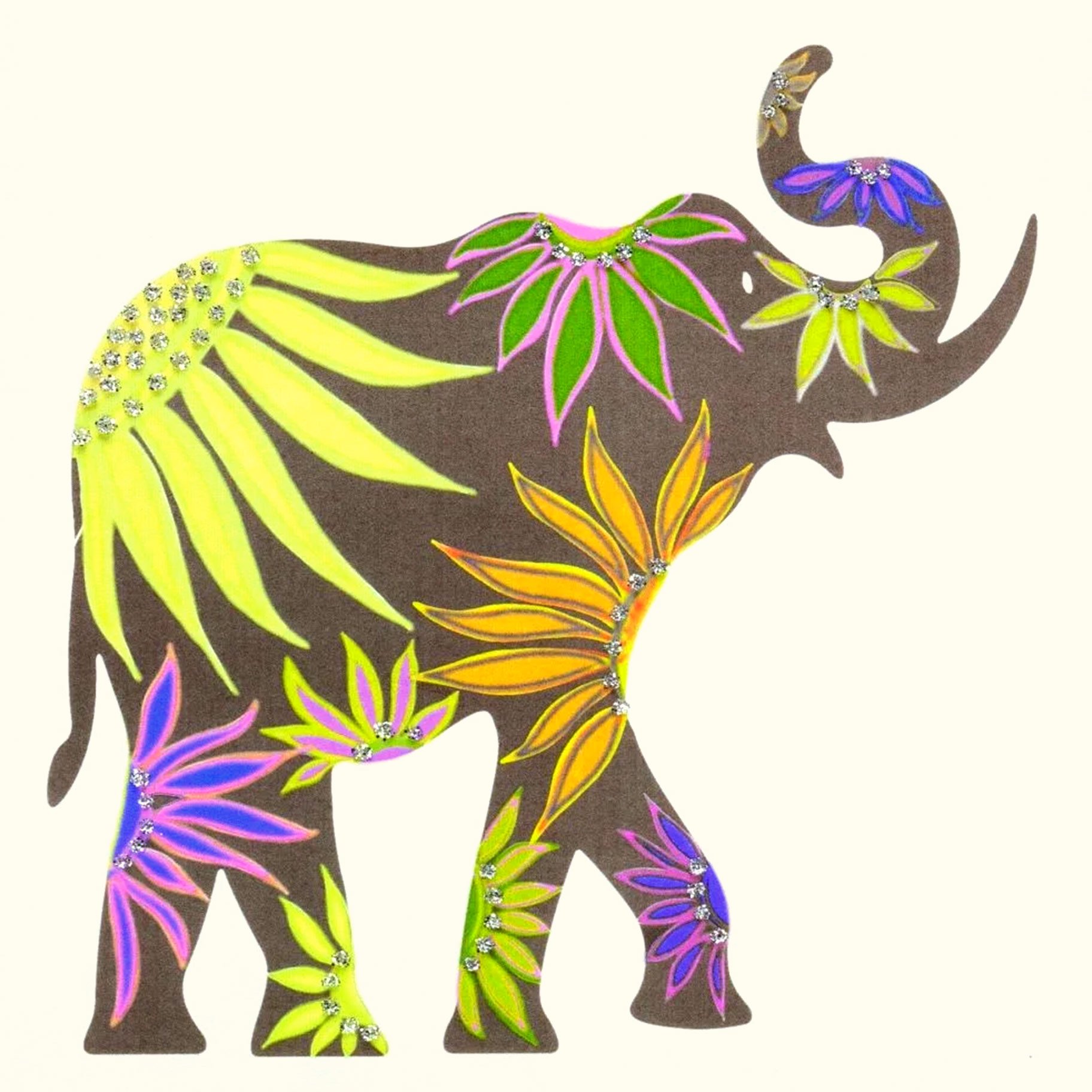 Elephant (Green Floral) English Graphics
