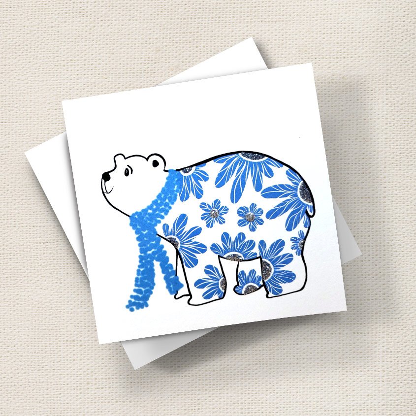 Polar Bear (Blue Floral)