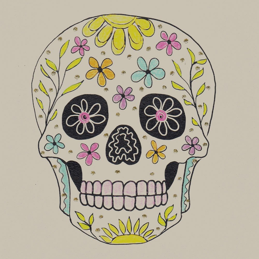 Floral Skull English Graphics