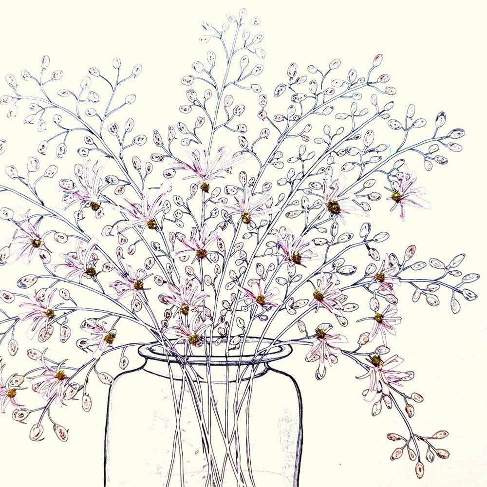 Jar of Wild Flowers Pink English Graphics