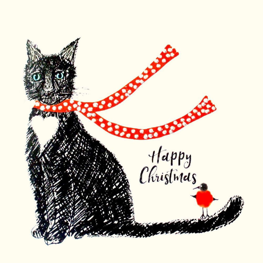 Christmas Cat With Scarf English Graphics