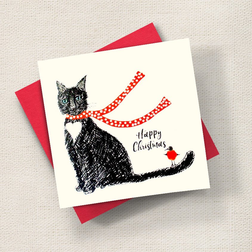 Christmas Cat With Scarf
