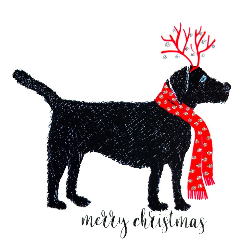 Labrador Red Scarf Christmas English Graphics