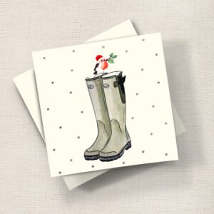 Robin on Wellies