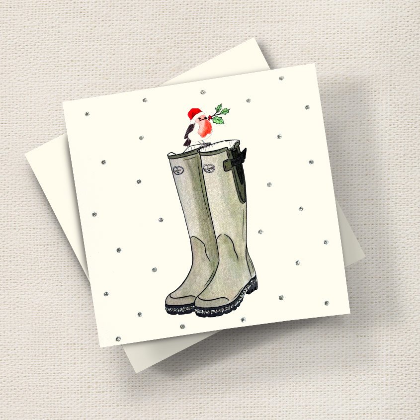 Robin on Wellies