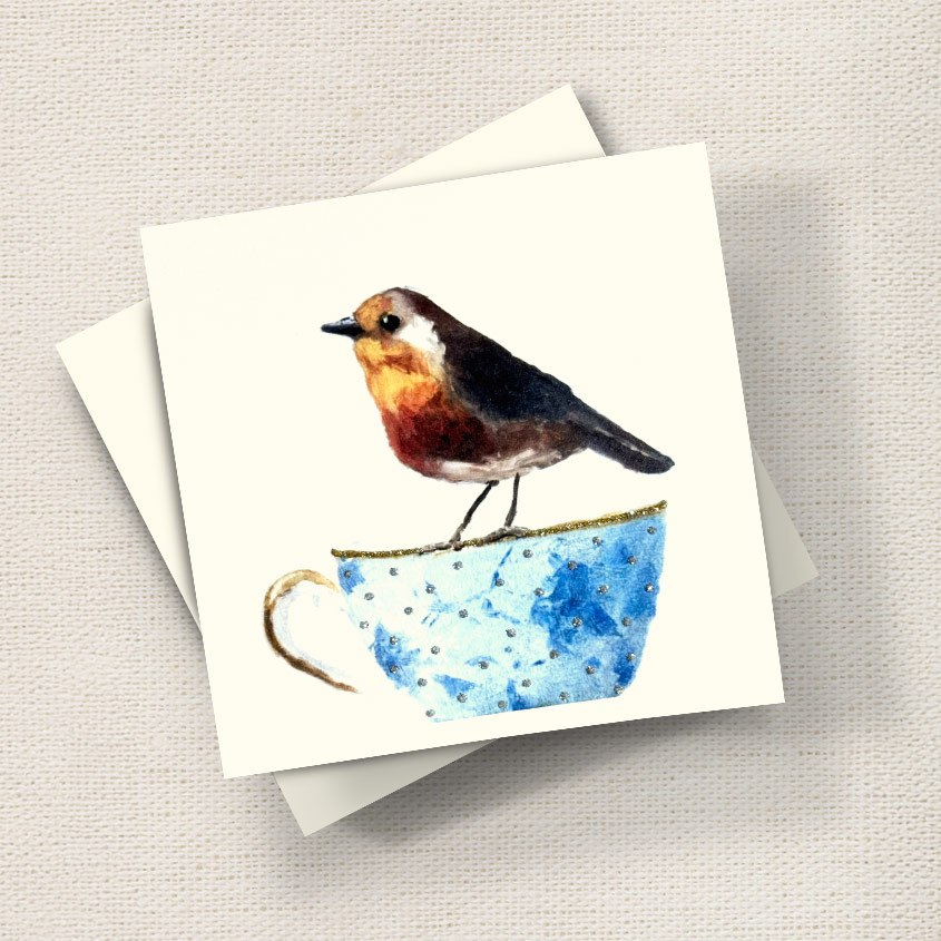 Robin on cup