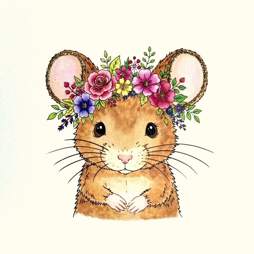 Flower Crown Mouse English Graphics